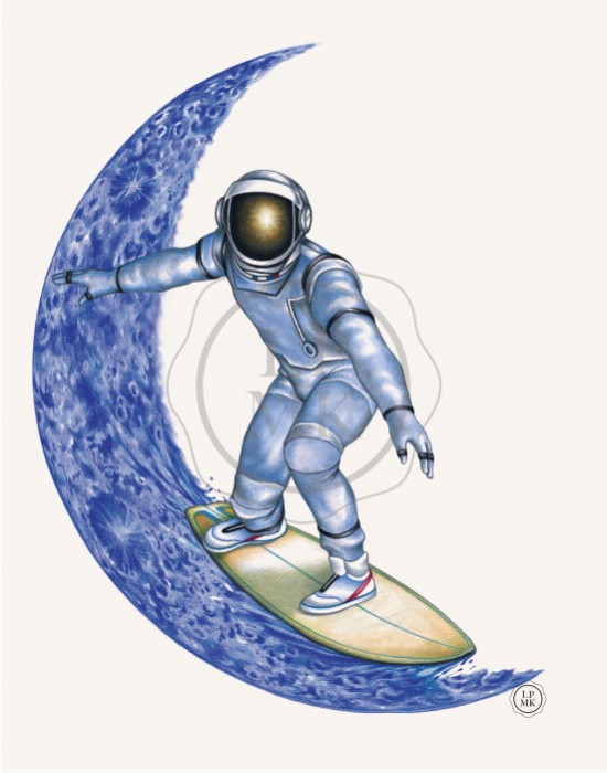 Spaceman Fantasy Art Pencil Drawing High Quality Signed A4 Print