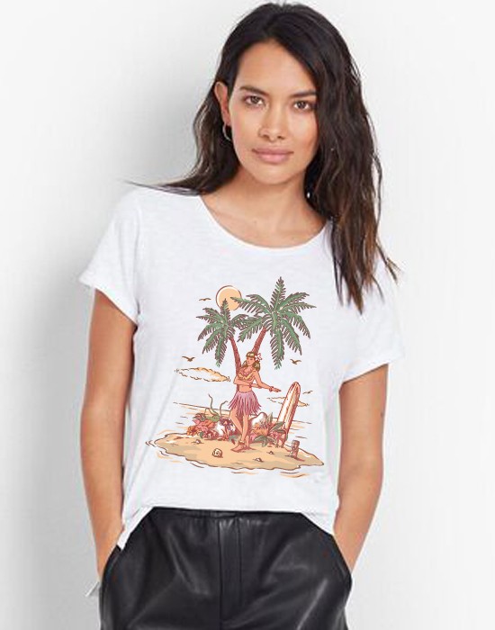 T shirt top encolure bateau