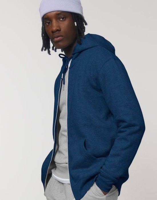 Zip Hoodie Sweat-Shirt Basic Black Heather Blue