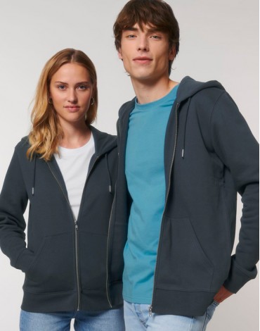 Sweat-Shirt à Capuche Zippé Basic India Ink Grey