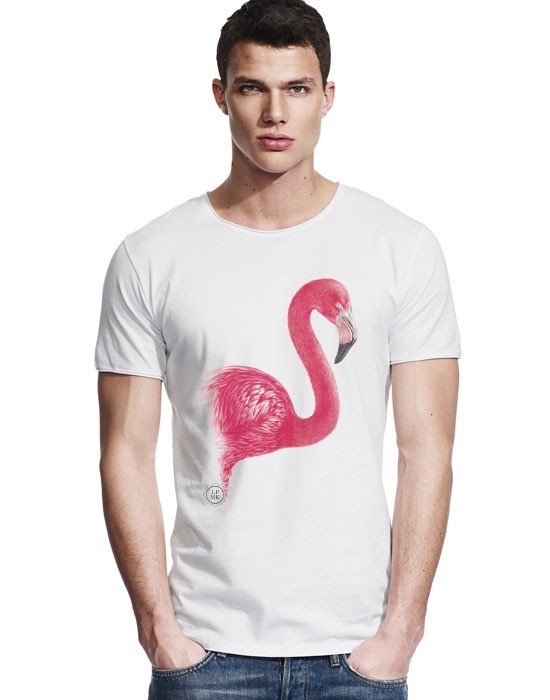 Large Neck T-Shirt Flamant Rose - Lapolemik