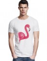 T-Shirt Col Large Flamant Rose